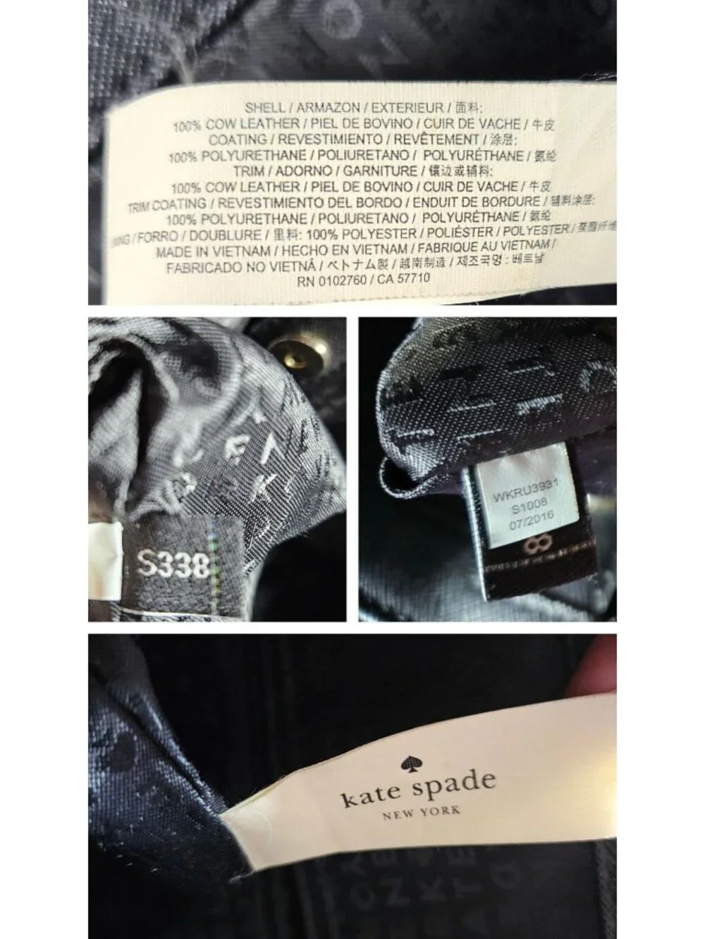 Kate Spade New York Black Saffiano Cowhide Leather Ari Laurel Tote Shoulder Bag